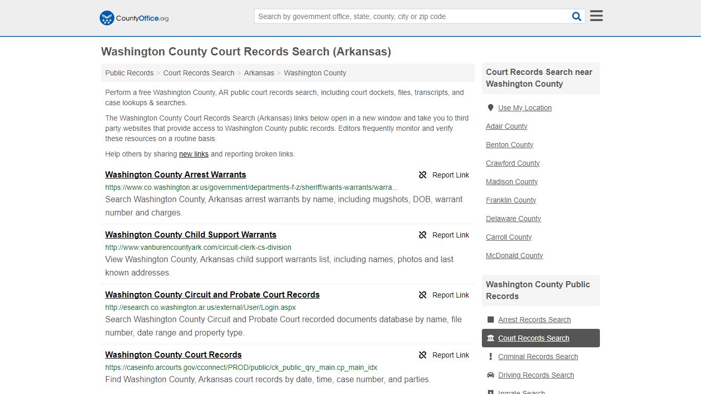 Washington County Court Records Search (Arkansas) - County Office